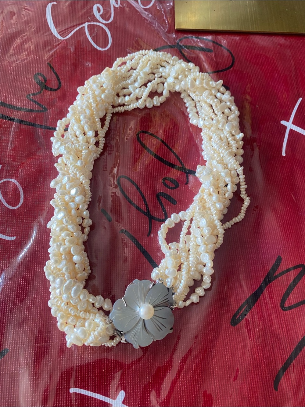Genuine Rice Pearl With Flower Mother of Pearl